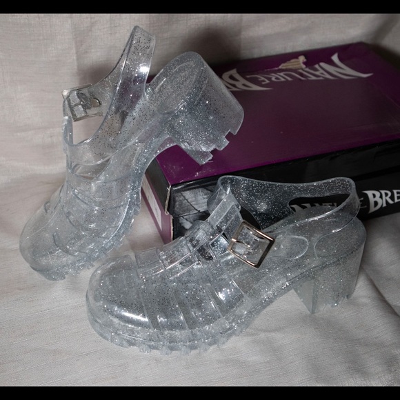 ❗️last 1 ❗️💎HPx2!💎GLITTER JELLY HEELED SANDALS! - Picture 2 of 4